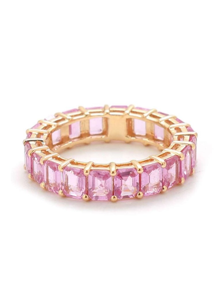 Blush Pink 14k Gold (18k Custom) Sapphire Step-Cut Eternity Ring